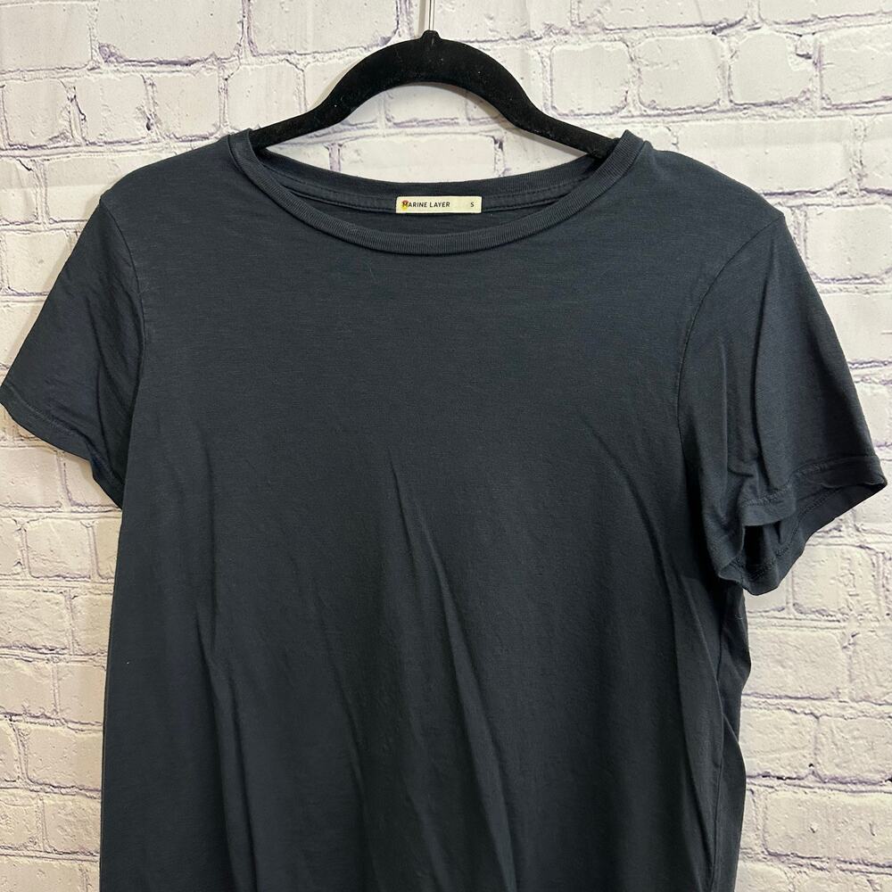 Marine Layer Crew Neck Basic Tee Shirt Navy Blue Women's Small - Picture 2 of 5